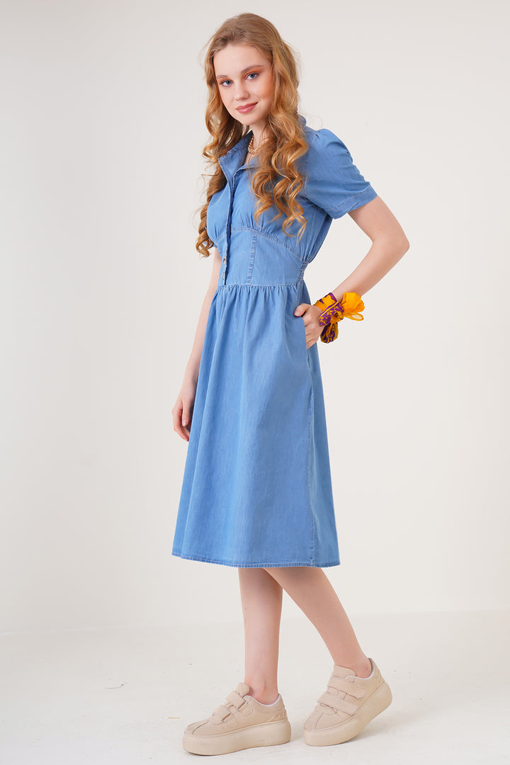 BGD Women Denim Dress - Blue - Torrente