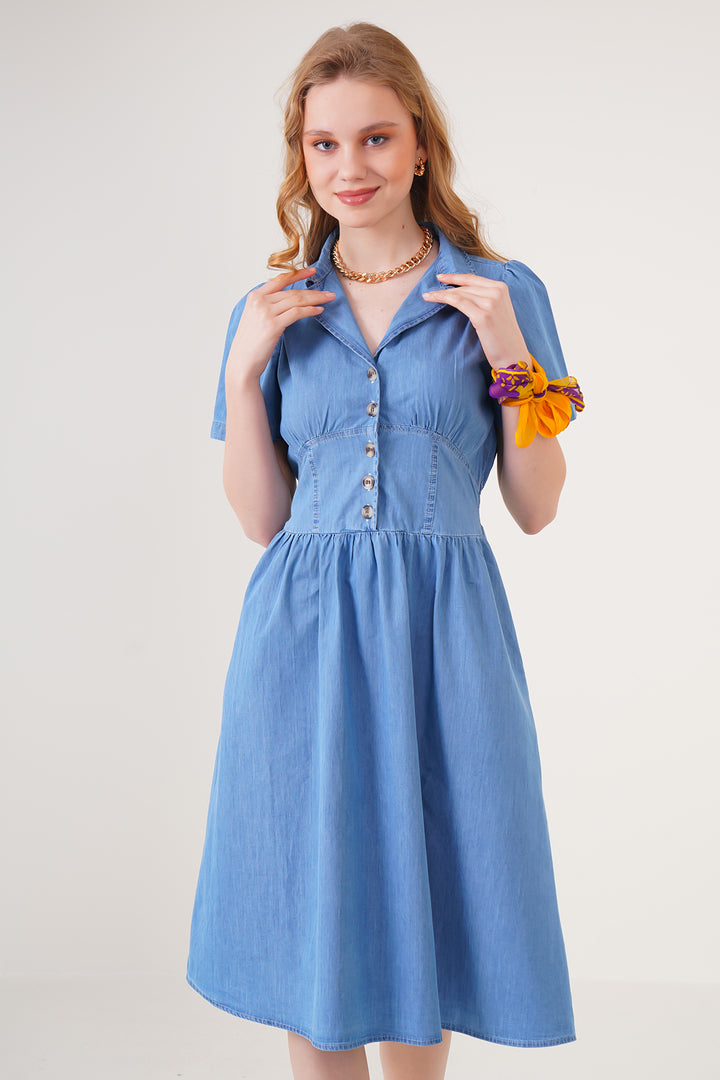 BGD Women Denim Dress - Blue - Torrente