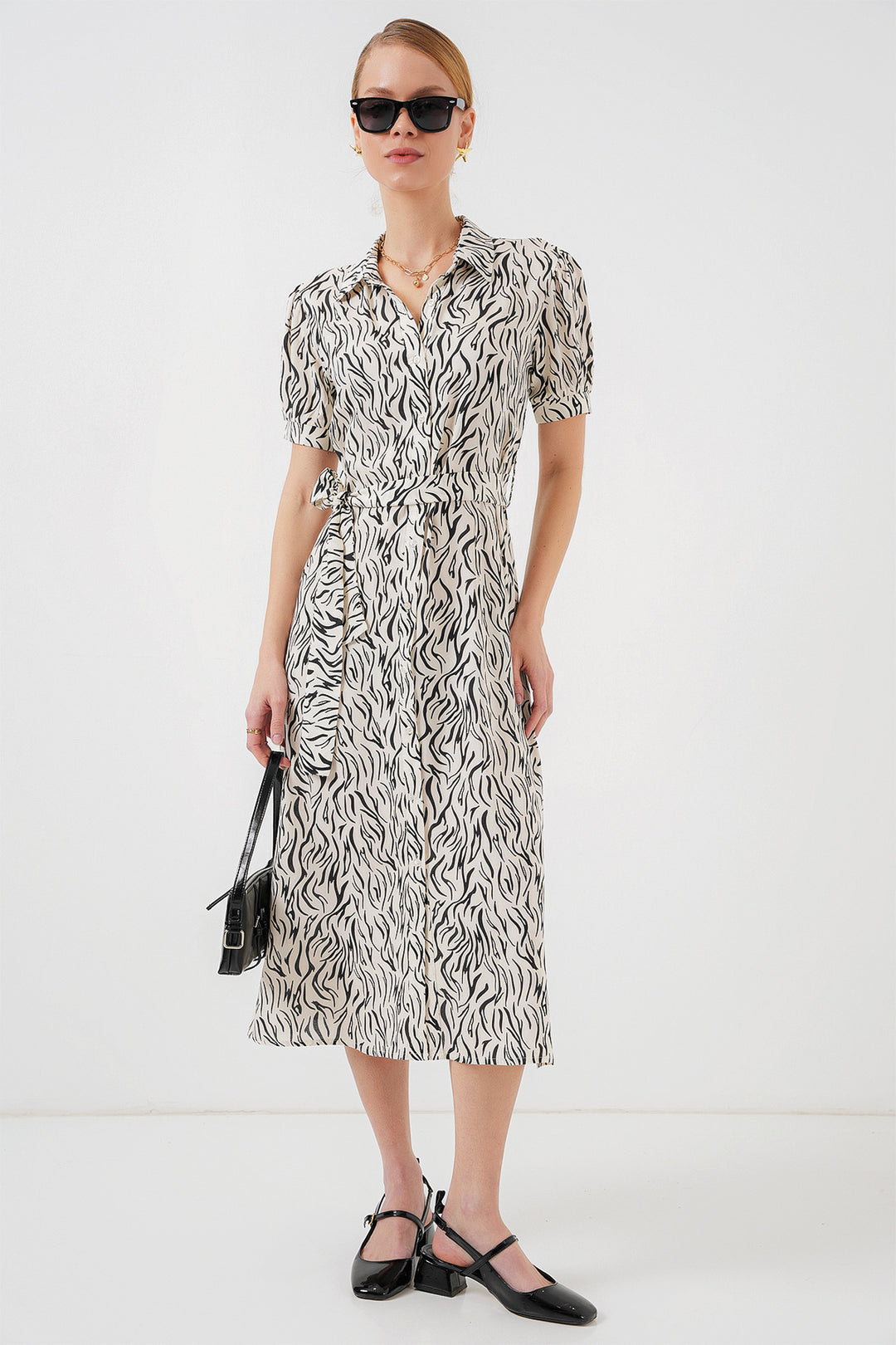 BGD Women Short Sleeve Viscose Dress - Off-White - Stillwater