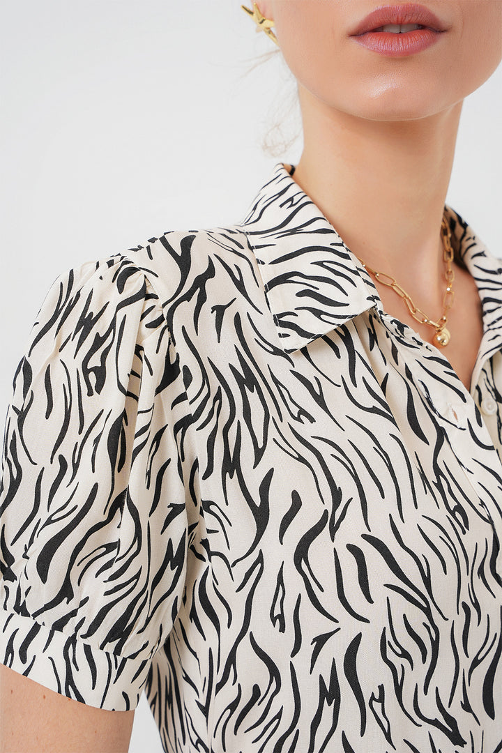 BGD Women Short Sleeve Viscose Dress - Off-White - Stillwater