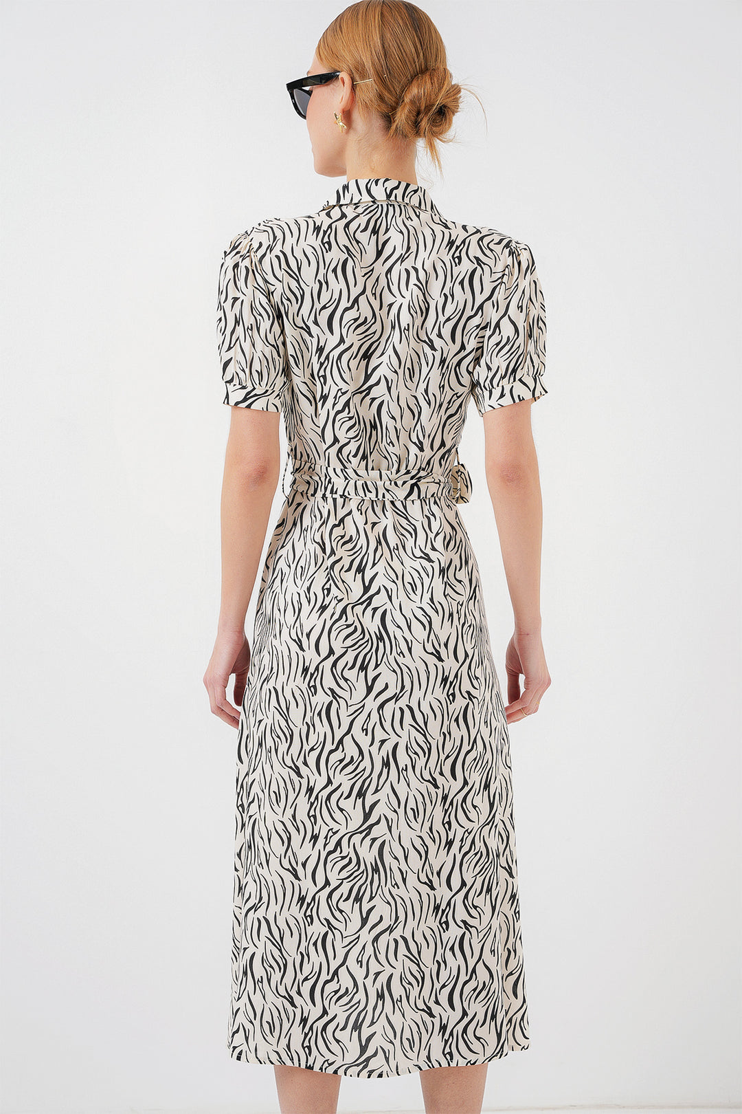 BGD Women Short Sleeve Viscose Dress - Off-White - Stillwater