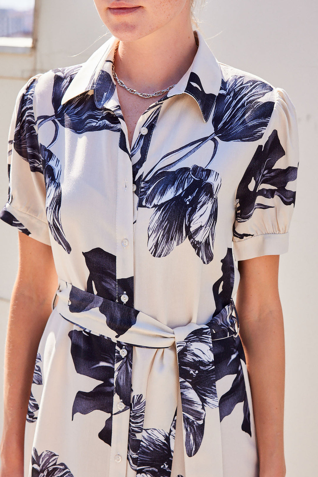 BGD Women Short Sleeve Viscose Dress - Ecru - Avondale