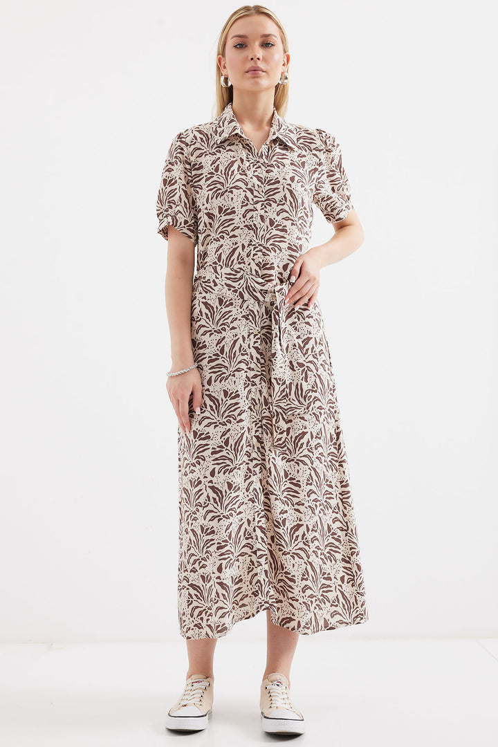 BGD Women Short Sleeve Viscose Dress - Brown - Avondale