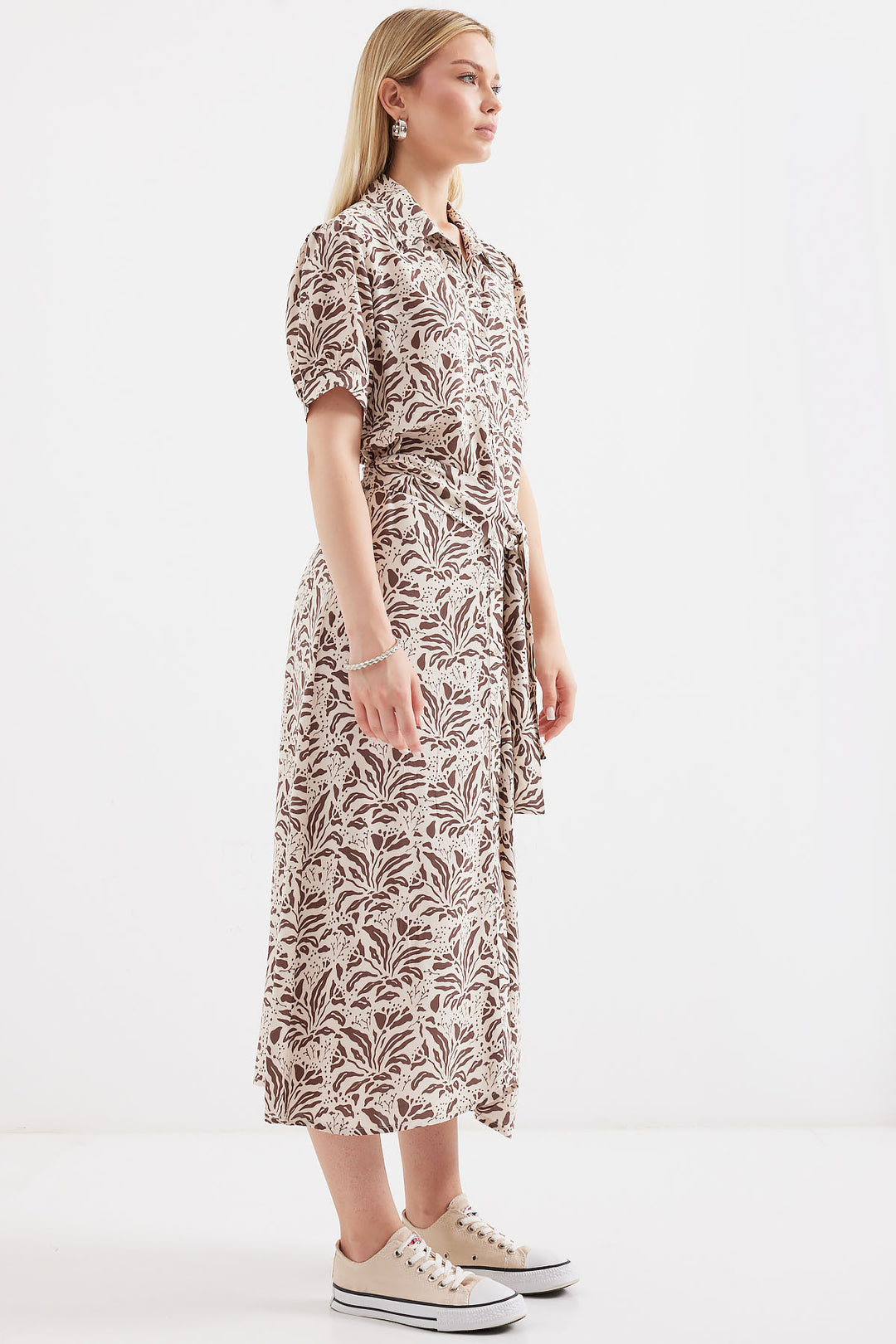 BGD Women Short Sleeve Viscose Dress - Brown - Avondale