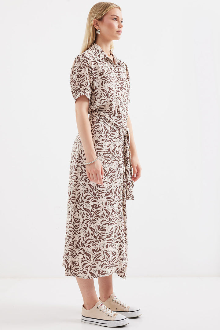 BGD Women Short Sleeve Viscose Dress - Brown - Avondale