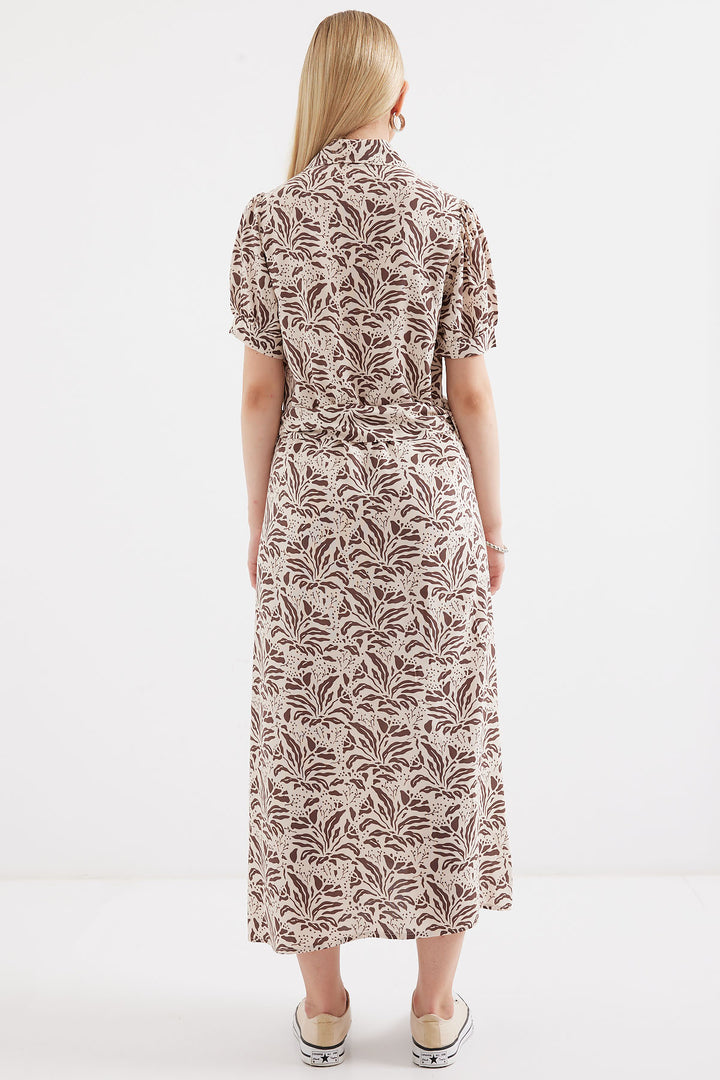 BGD Women Short Sleeve Viscose Dress - Brown - Avondale