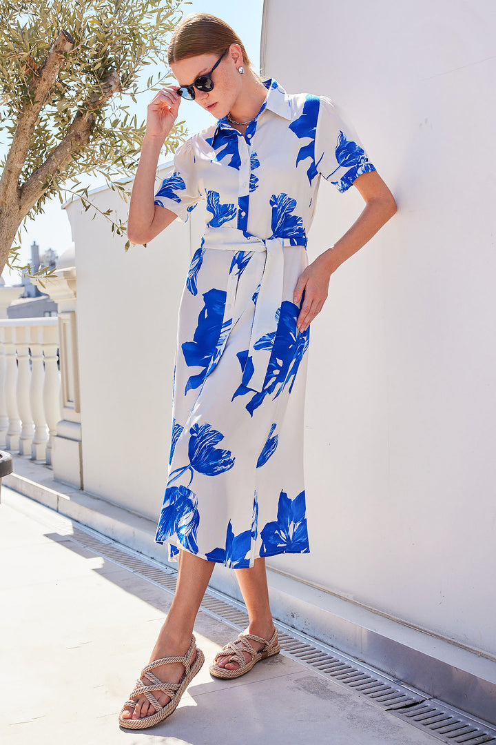 BGD Women Short Sleeve Viscose Dress - Navy Blue - Massy