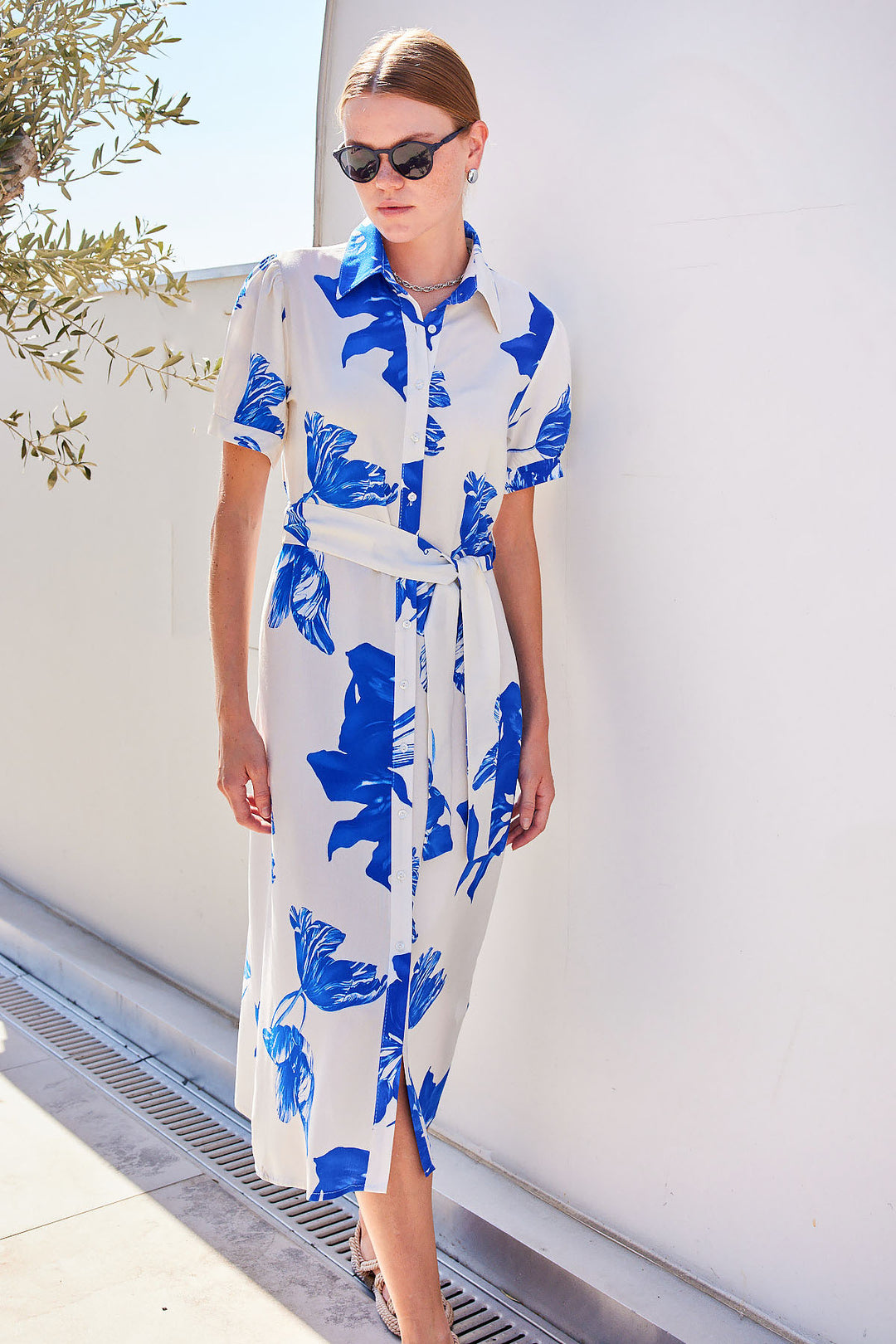 BGD Women Short Sleeve Viscose Dress - Navy Blue - Massy