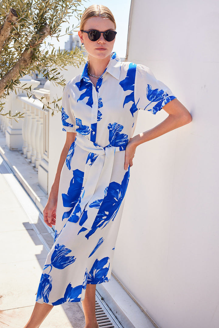 BGD Women Short Sleeve Viscose Dress - Navy Blue - Massy