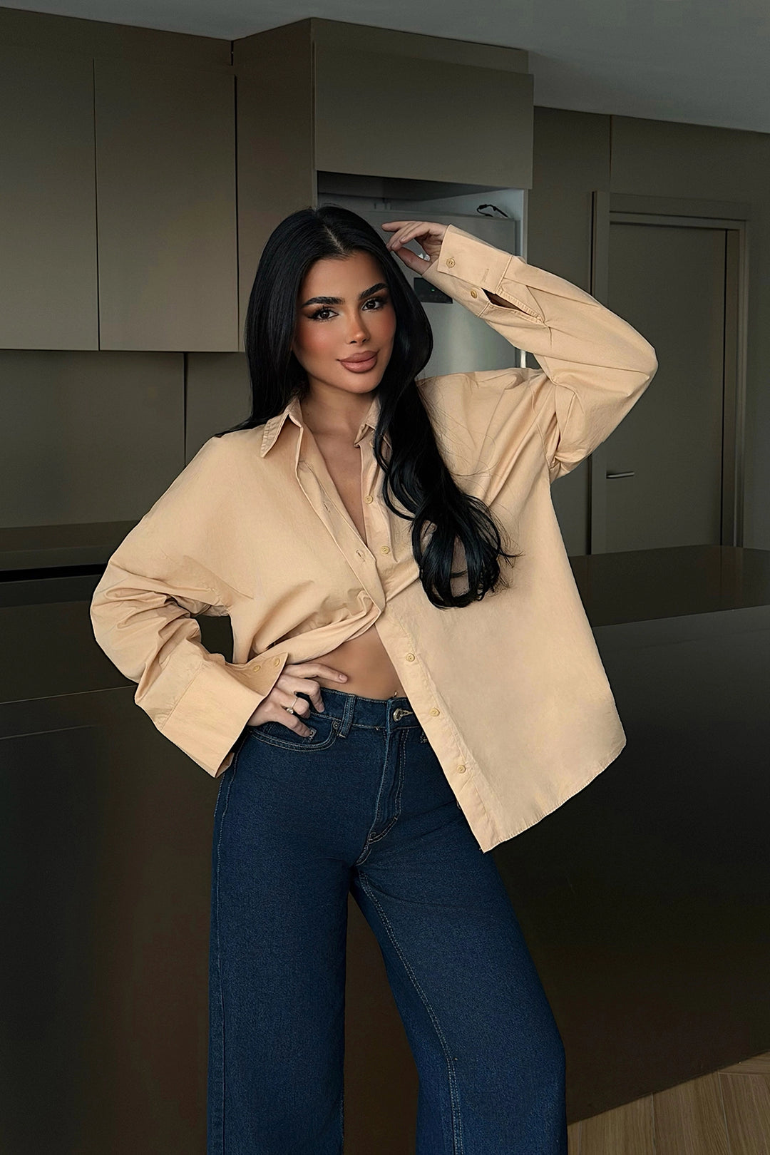 EYY Women Beige Button-Down Shirt - Rosemead