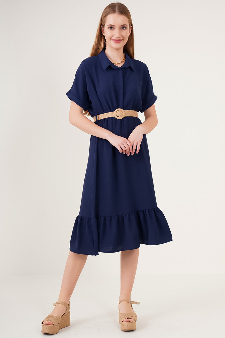BGD Women Belted Dress - Navy - Augusta