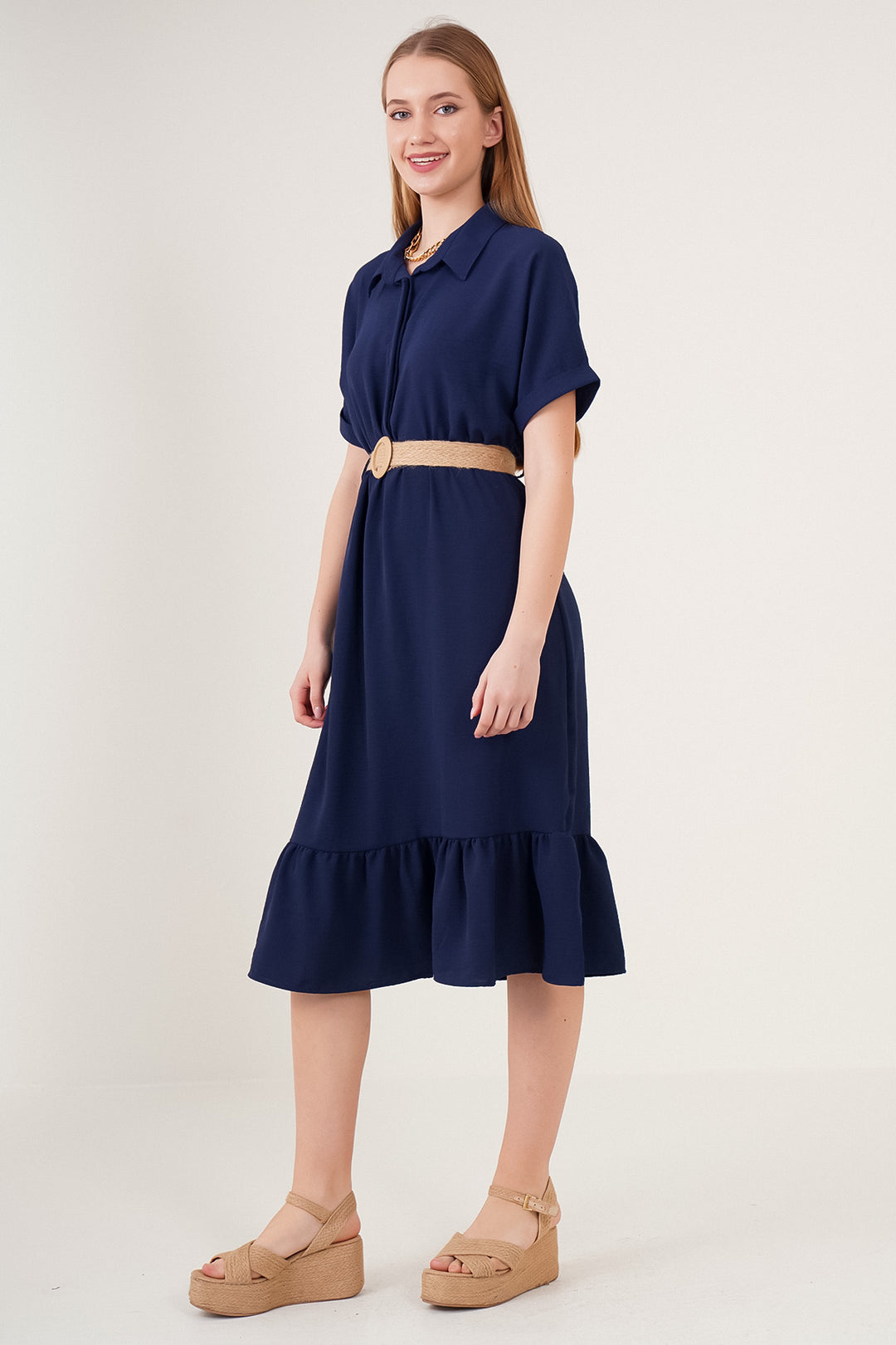 BGD Women Belted Dress - Navy - Augusta