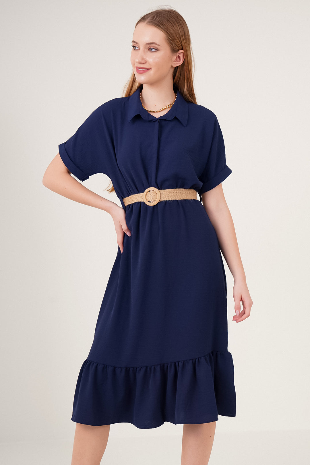 BGD Women Belted Dress - Navy - Augusta