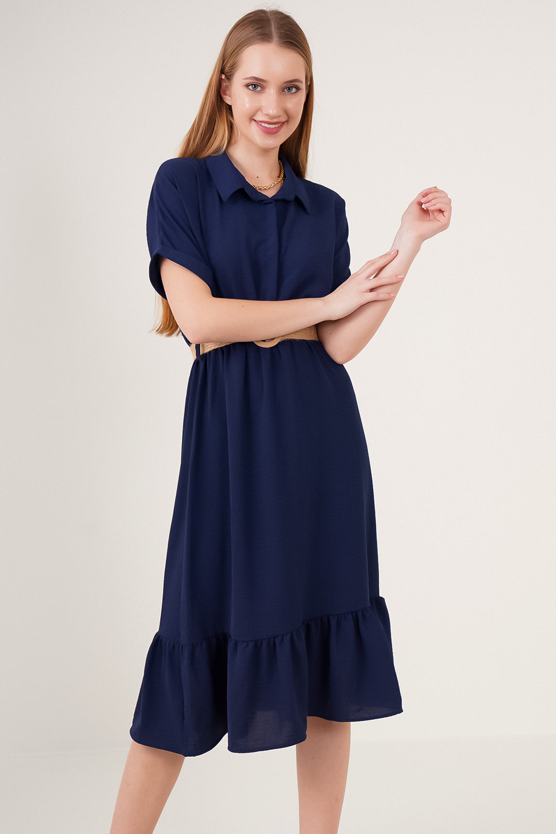 BGD Women Belted Dress - Navy - Augusta
