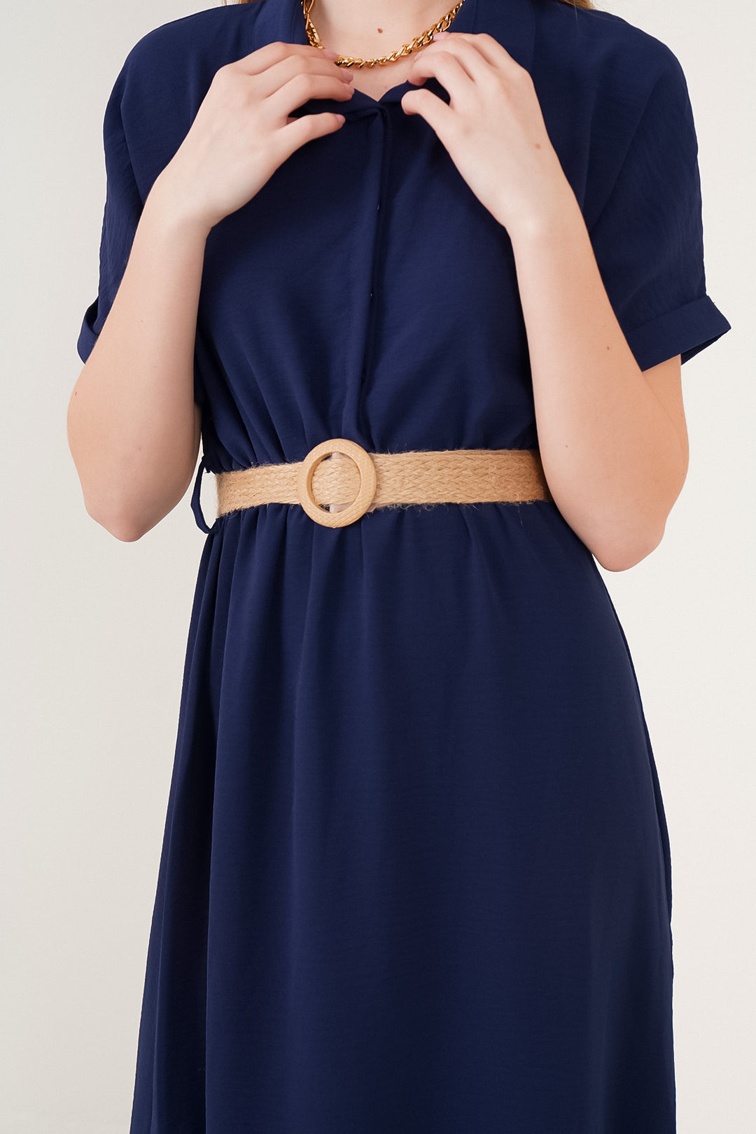 BGD Women Belted Dress - Navy - Augusta