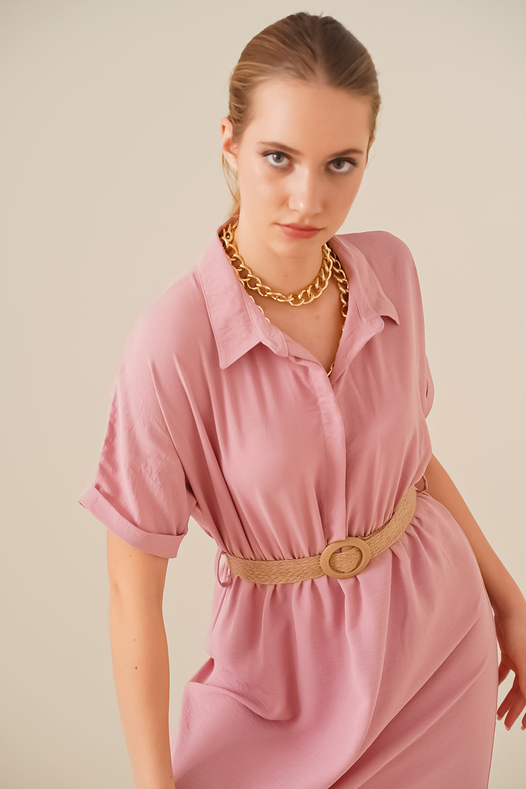 BGD Women Belted Dress - Powder - Saguenay