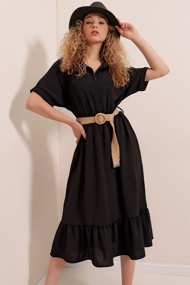 BGD Women Belted Dress - Black - Shawinigan