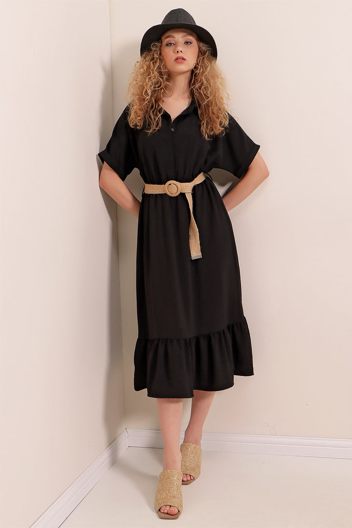 BGD Women Belted Dress - Black - Shawinigan