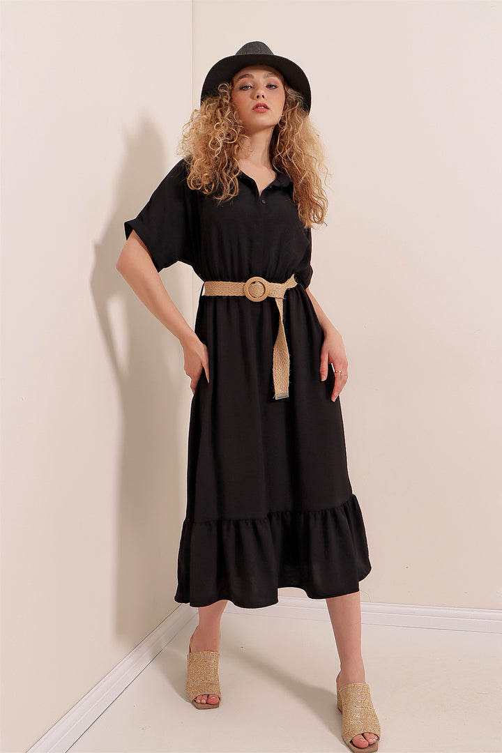 BGD Women Belted Dress - Black - Shawinigan