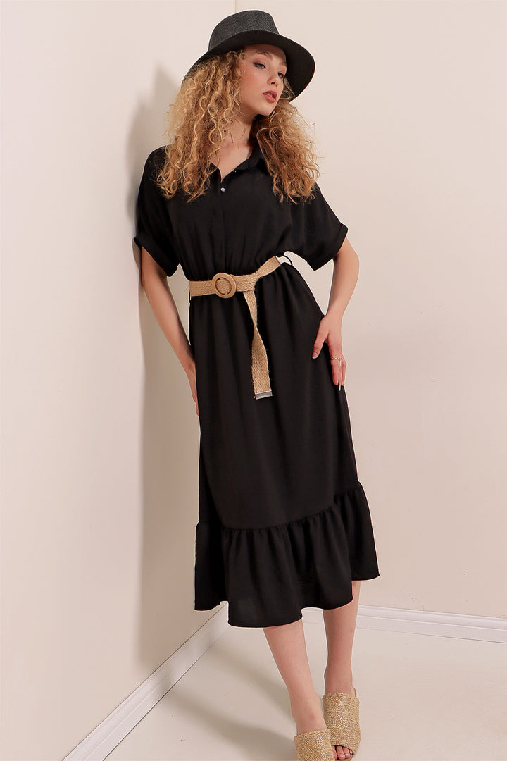 BGD Women Belted Dress - Black - Shawinigan