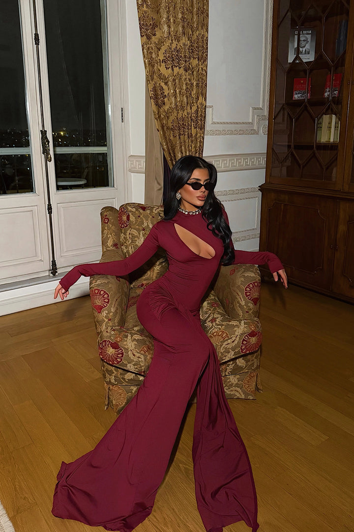 EYY Women Burgundy Long Dress - Santa Clara del Cobre
