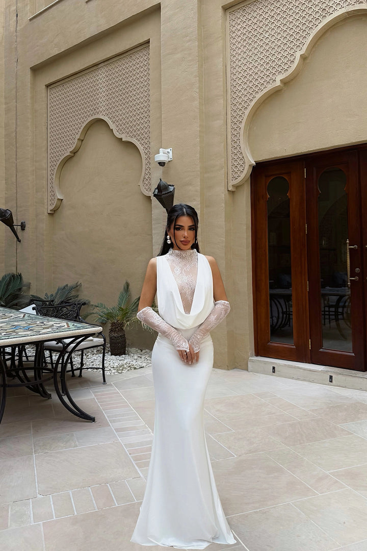 EYY Women White Palisades Lace Long Dress - Montauban