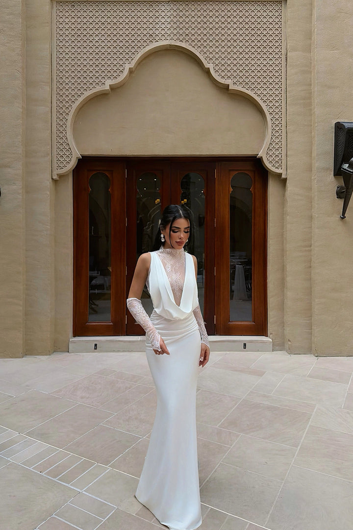 EYY Women White Palisades Lace Long Dress - Montauban