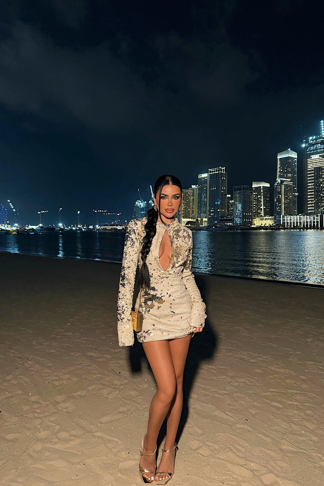 EYY Women Cream Tamara Sequin Mini Dress - Santa Eulalia del Río