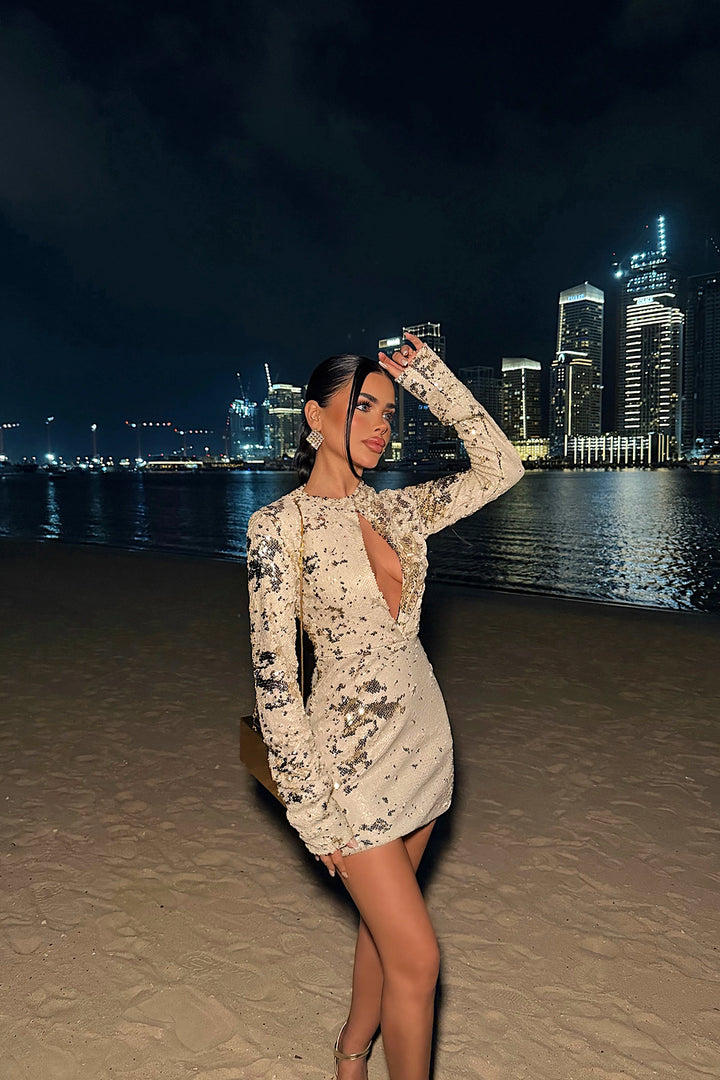 EYY Women Cream Tamara Sequin Mini Dress - Santa Eulalia del Río