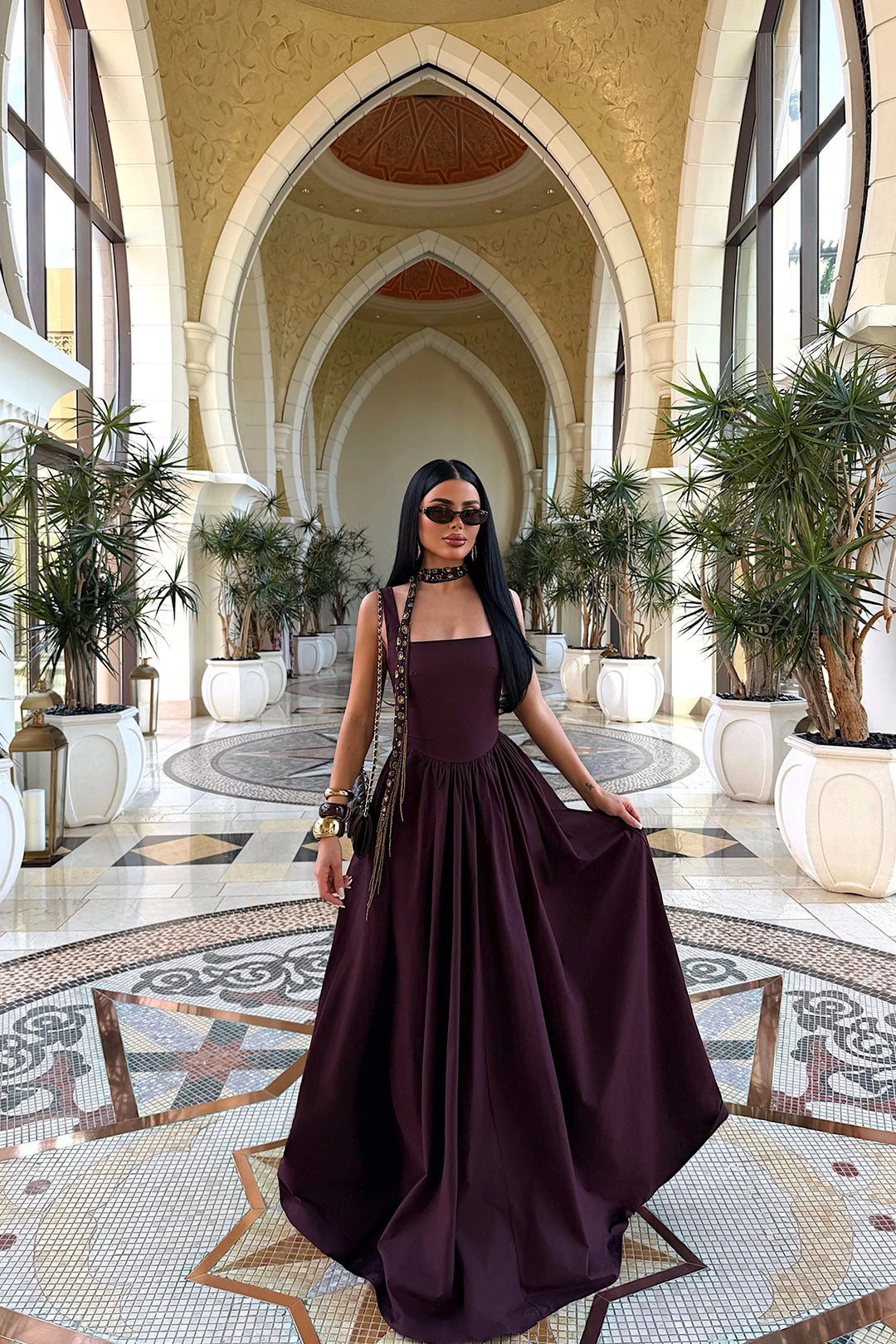 EYY Women Burgundy Strappy Long Dress - Tupelo