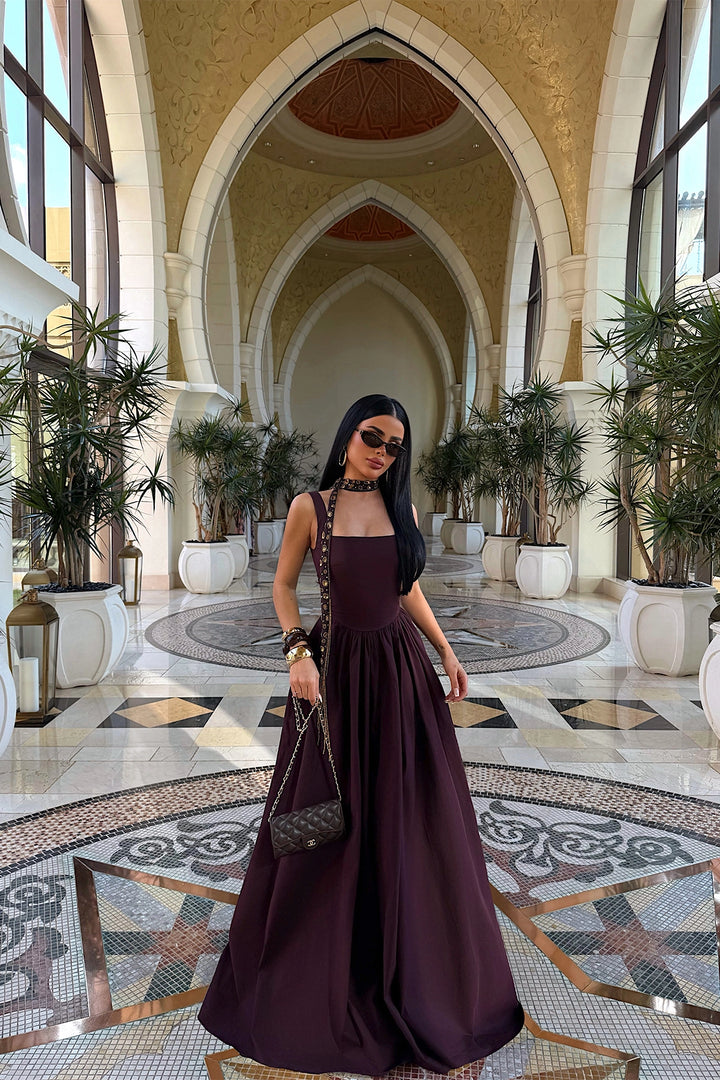 EYY Women Burgundy Strappy Long Dress - Tupelo