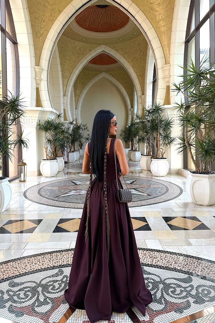 EYY Women Burgundy Strappy Long Dress - Tupelo