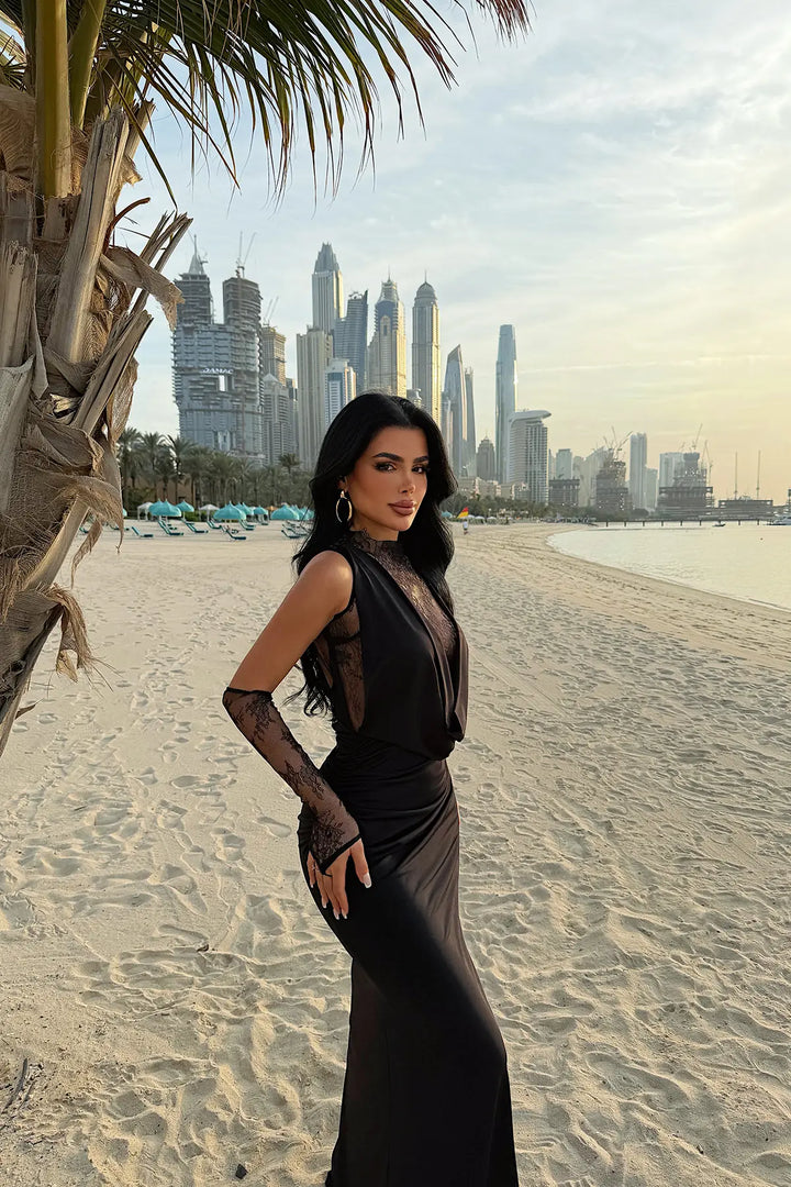 EYY Women Black Lace Detail Dress - Agualva