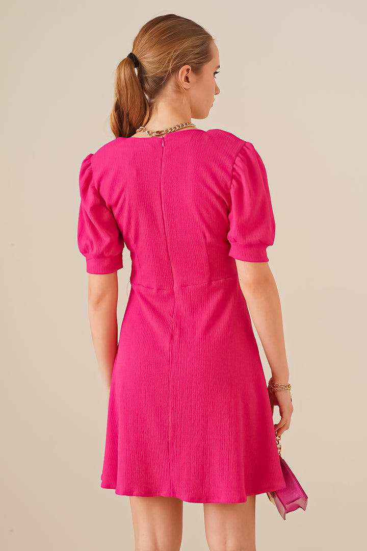 BGD Women Square Neck Knitted Dress - Fuchsia - Avondale