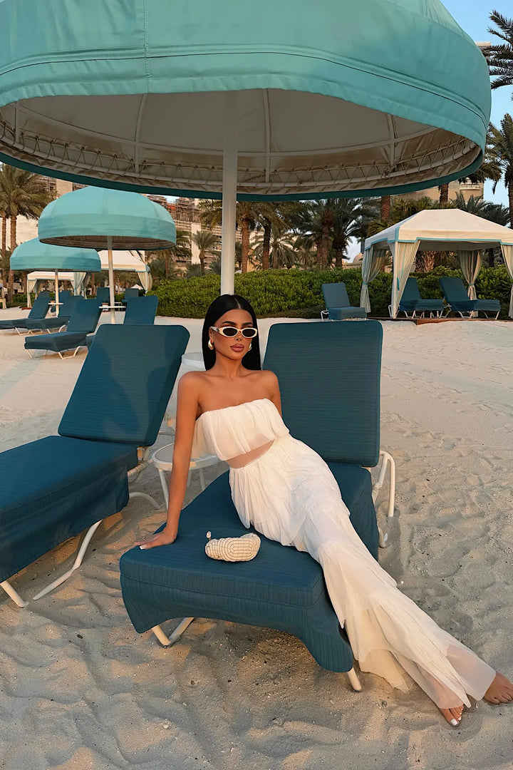 EYY Women White Strapless Long Dress - Montauban