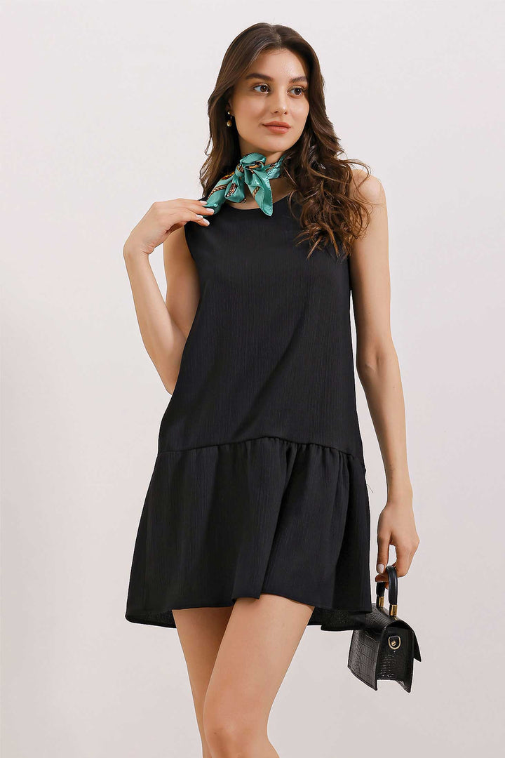 BGD Women Summer Flared Knit Dress - Black - Nettetal
