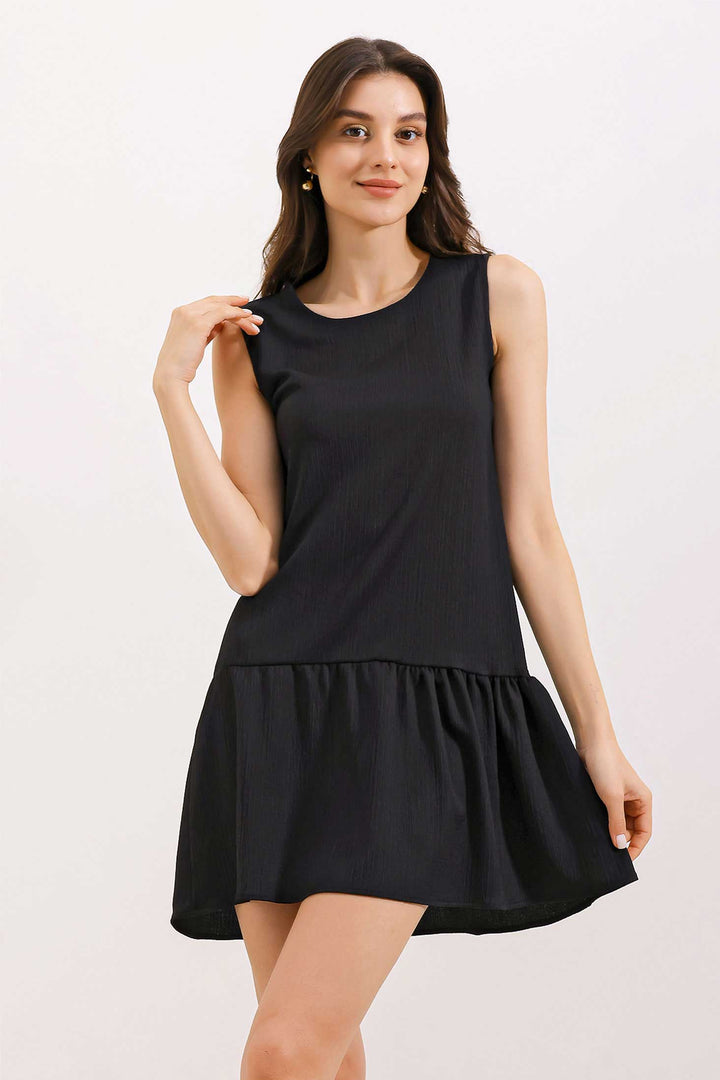 BGD Women Summer Flared Knit Dress - Black - Nettetal