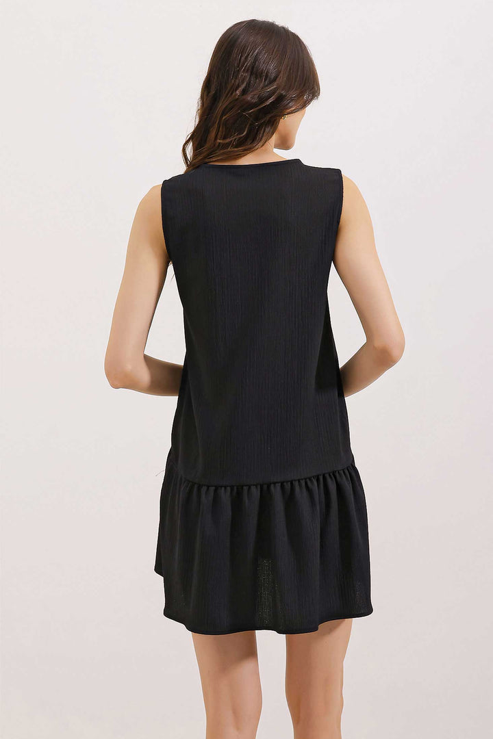 BGD Women Summer Flared Knit Dress - Black - Nettetal