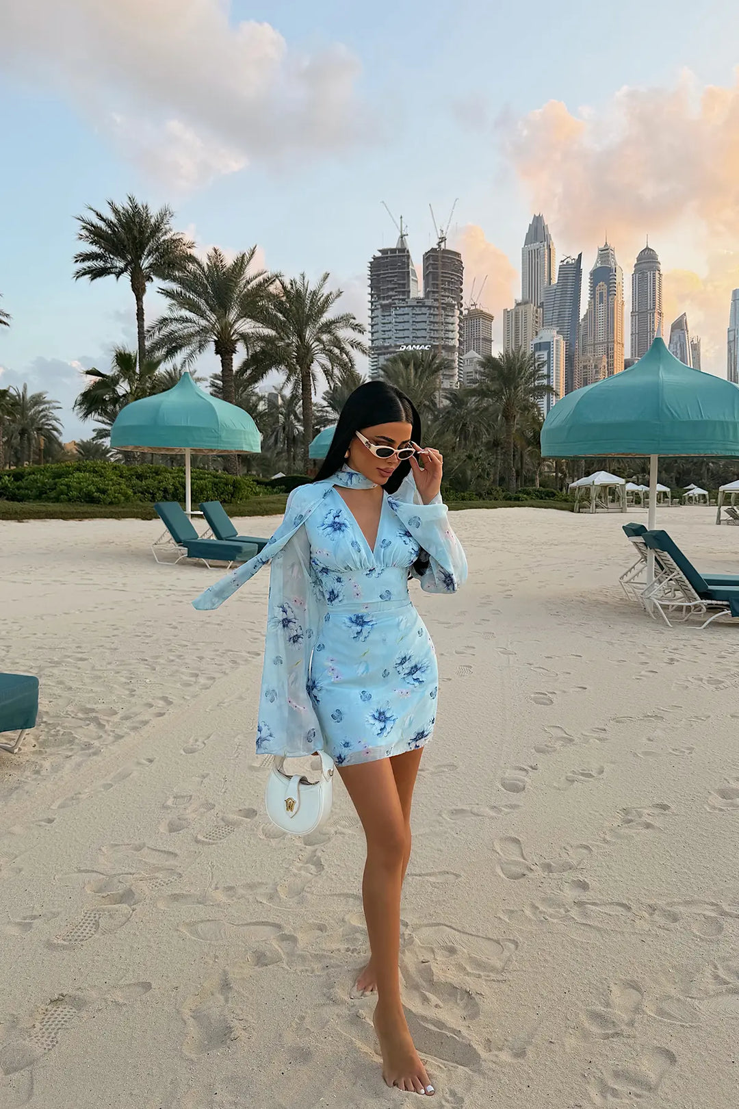 EYY Women Blue Floral Pattern Mini Dress - Centennial