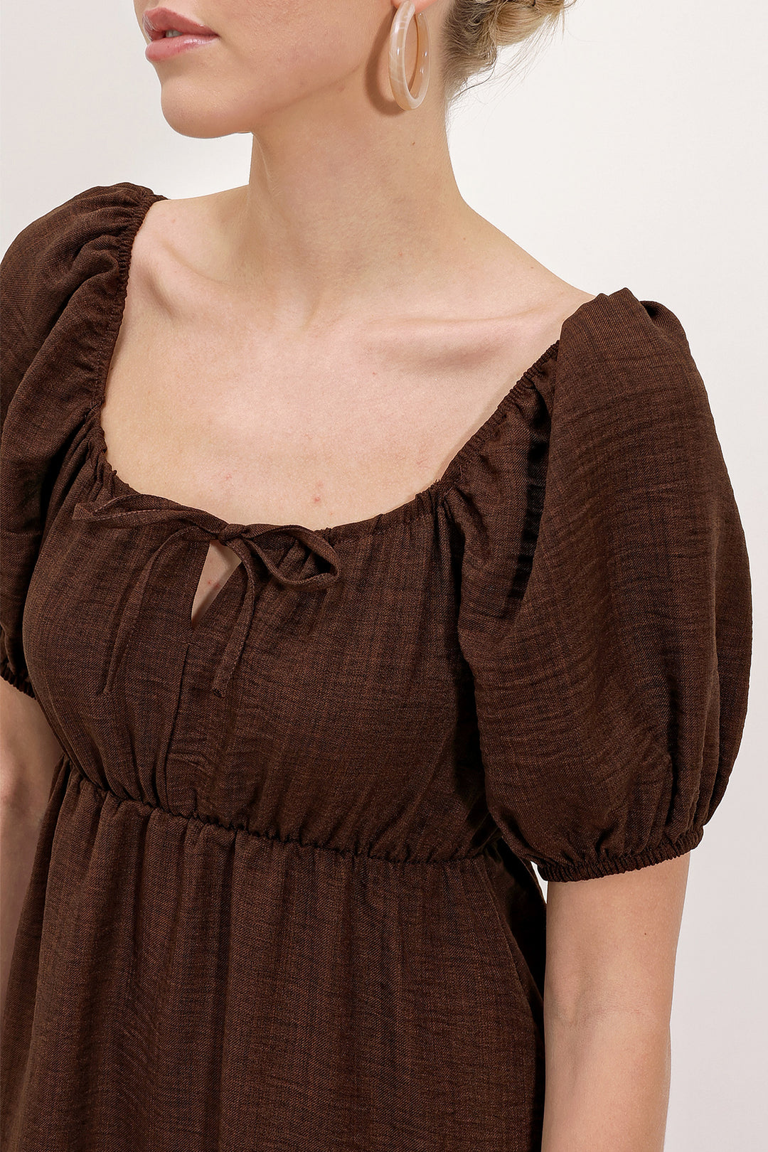 BGD Women Flared Poplin Dress - Dark Brown - Avondale
