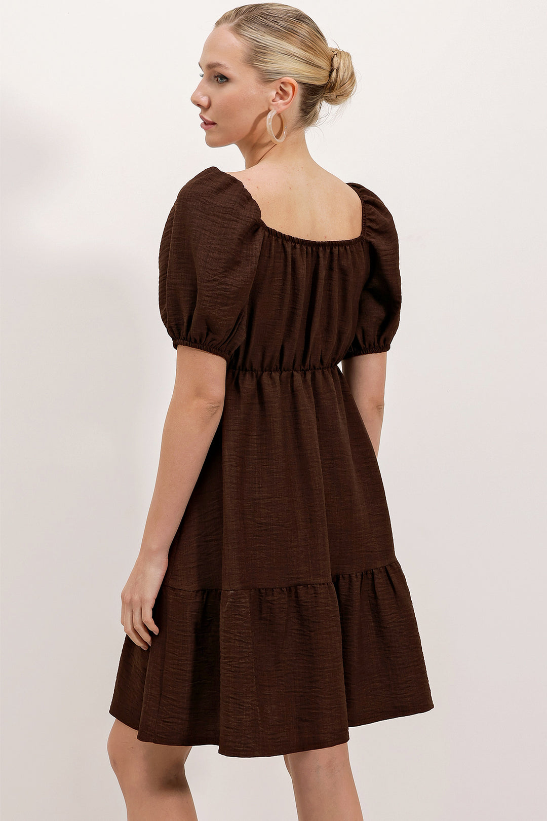 BGD Women Flared Poplin Dress - Dark Brown - Avondale