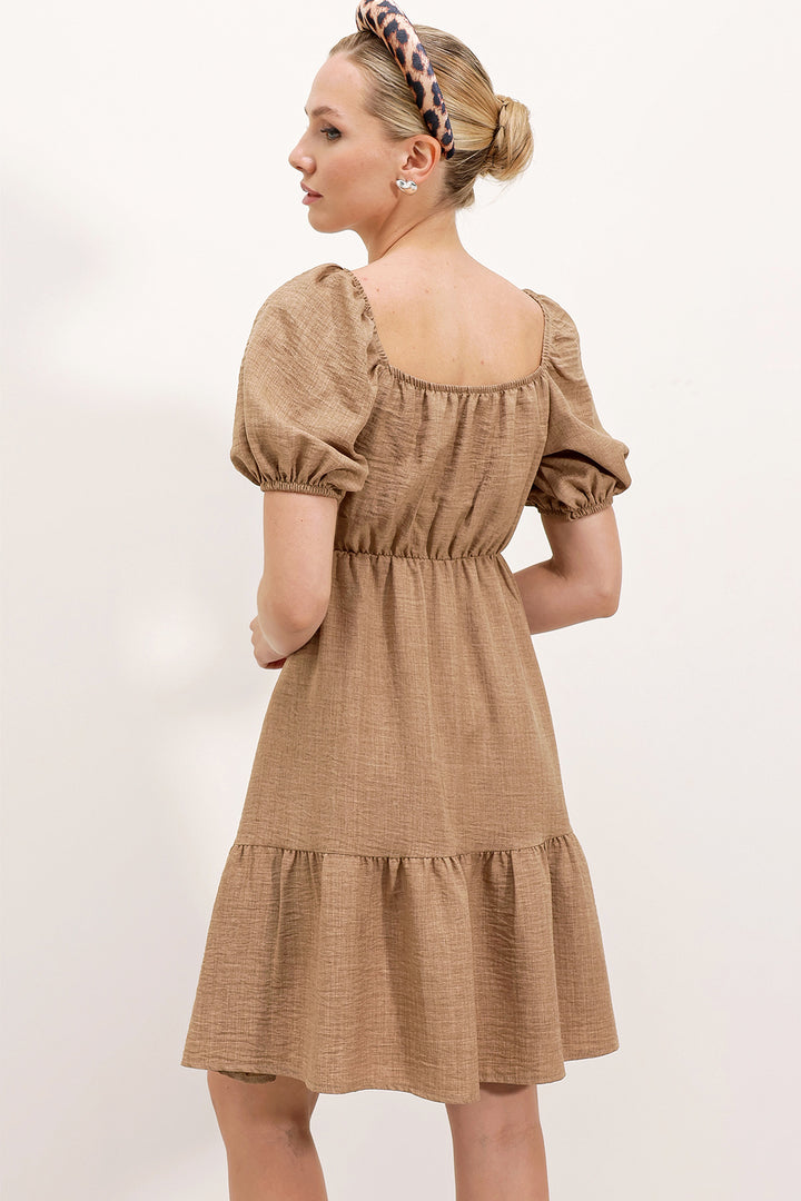 BGD Women Flared Poplin Dress - Camel - Avondale