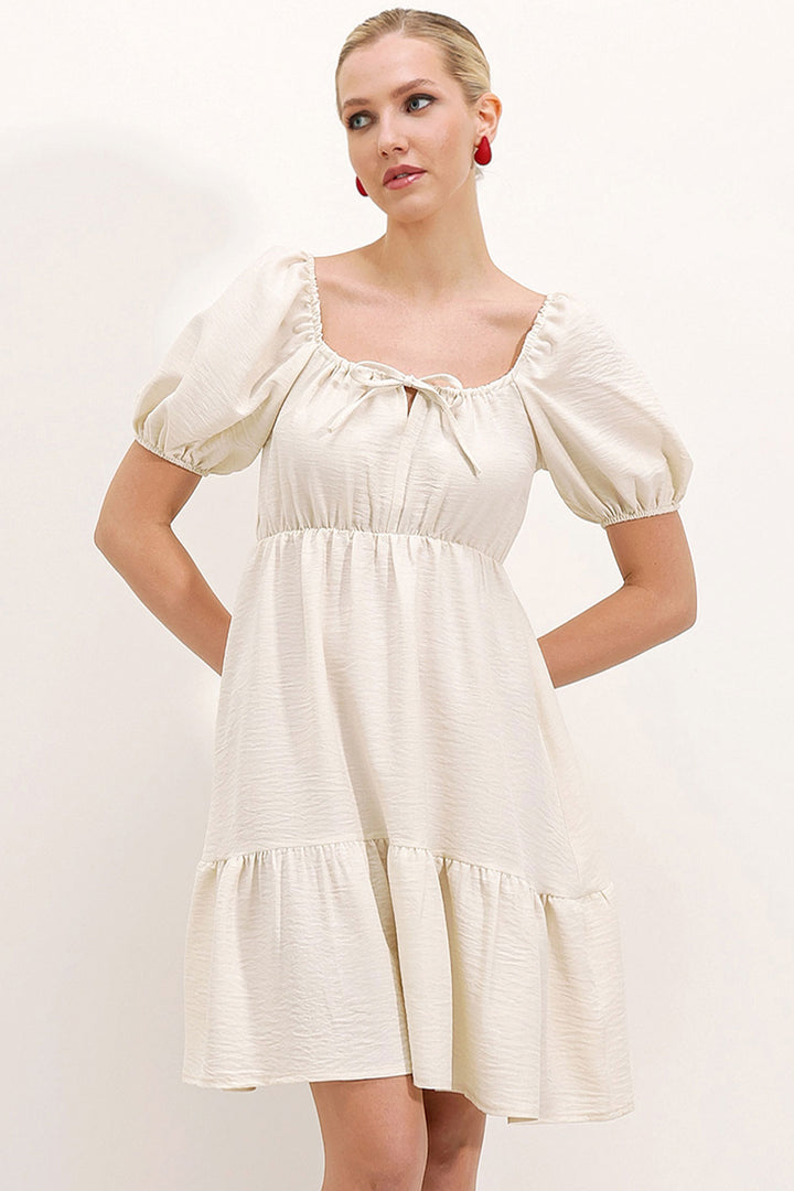 BGD Women Flared Poplin Dress - Ecru - Avondale