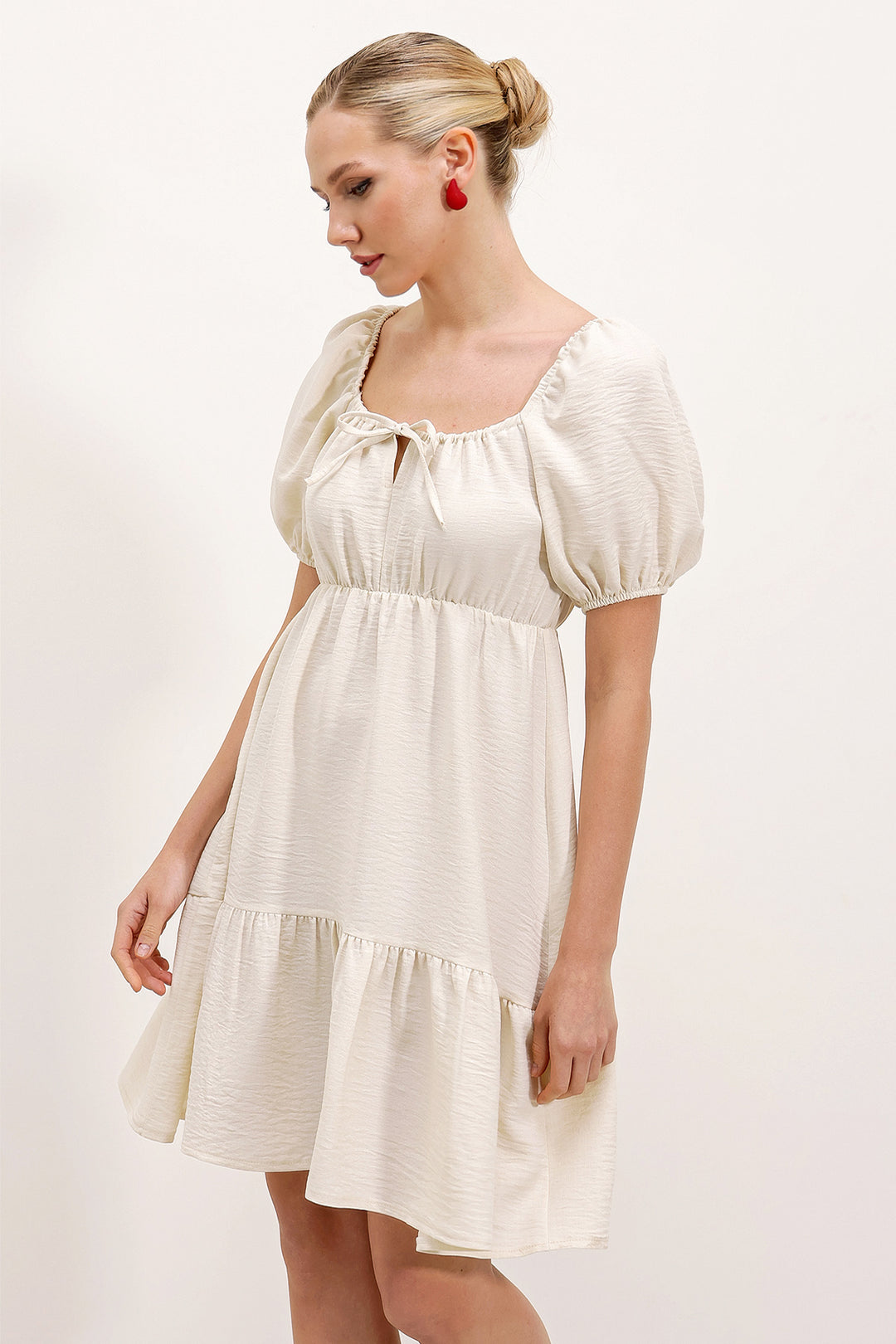 BGD Women Flared Poplin Dress - Ecru - Avondale