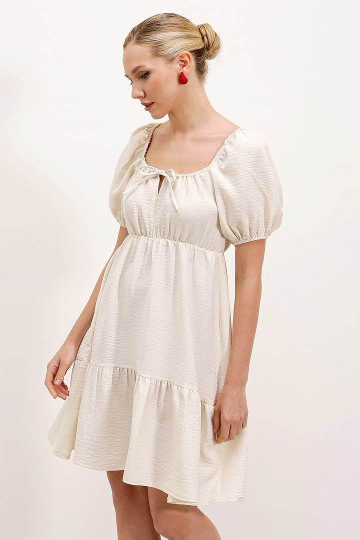 BGD Women Flared Poplin Dress - Ecru - Avondale