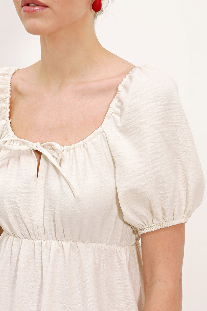 BGD Women Flared Poplin Dress - Ecru - Avondale
