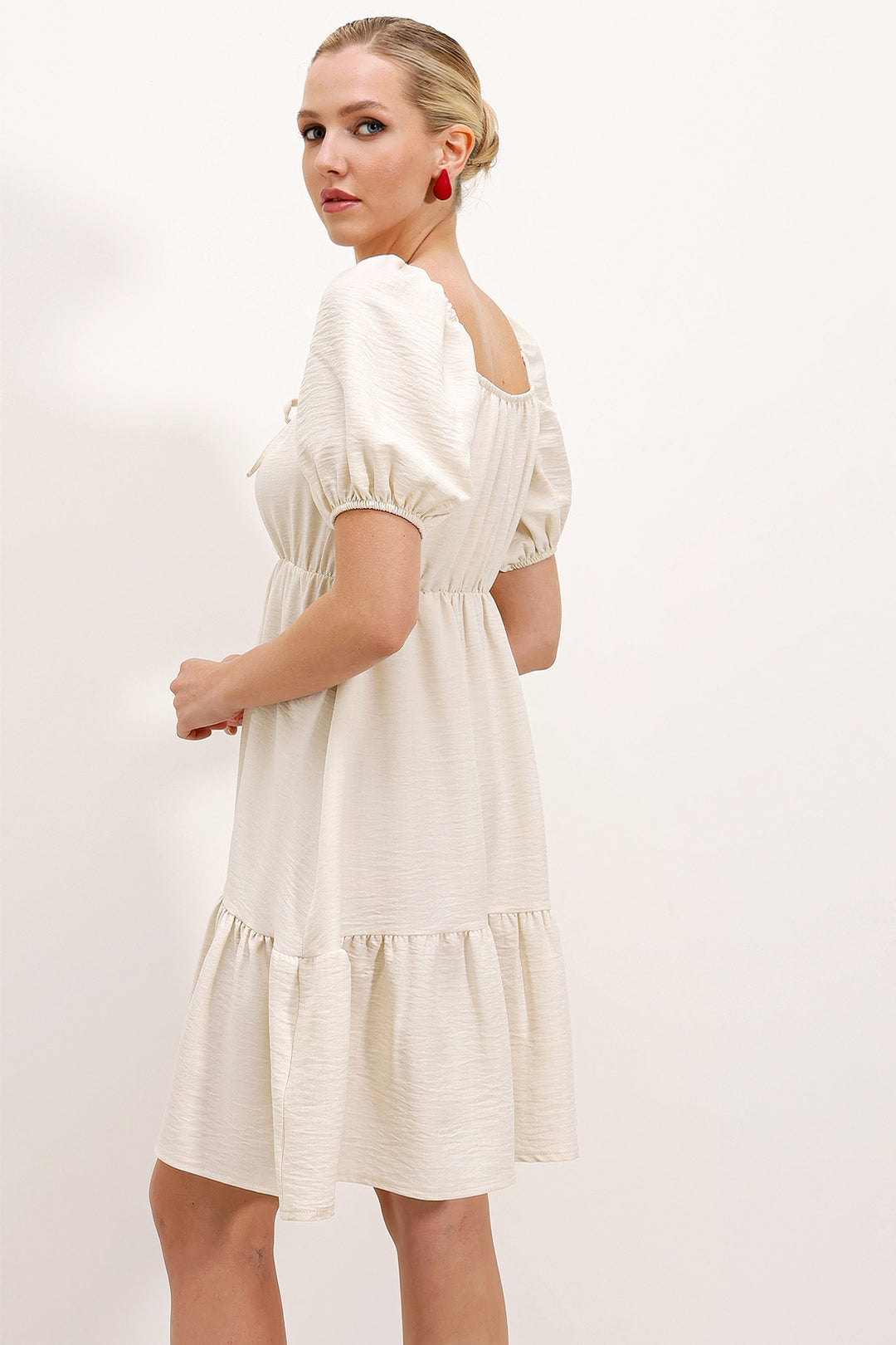 BGD Women Flared Poplin Dress - Ecru - Avondale