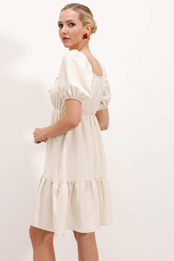 BGD Women Flared Poplin Dress - Ecru - Avondale