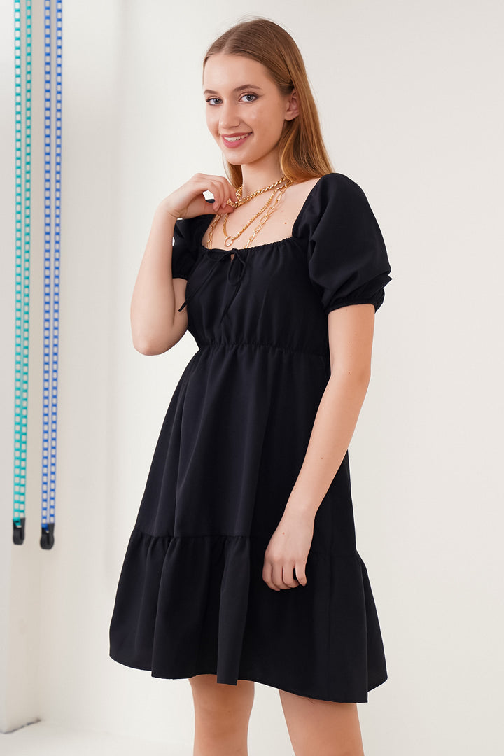 BGD Women Flared Poplin Dress - Black - Avondale