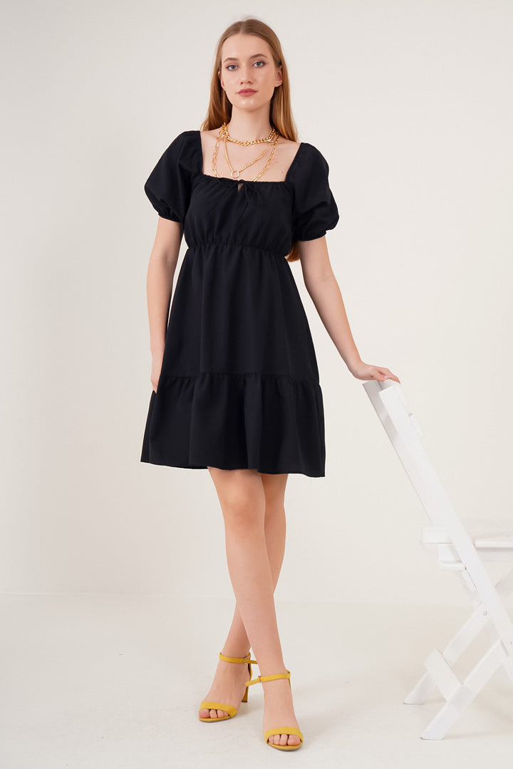 BGD Women Flared Poplin Dress - Black - Avondale